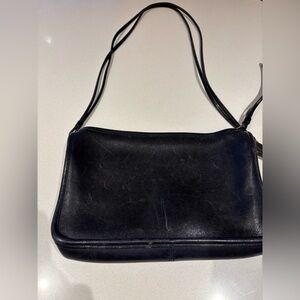 Vintage Coach Navy Leather Shoulder Bag with some scuffs.